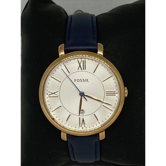 Fossil Jacqueline ES4140 Women's Blue Leather Analog Dial Quartz Watch OP842 - Picture 3 of 12